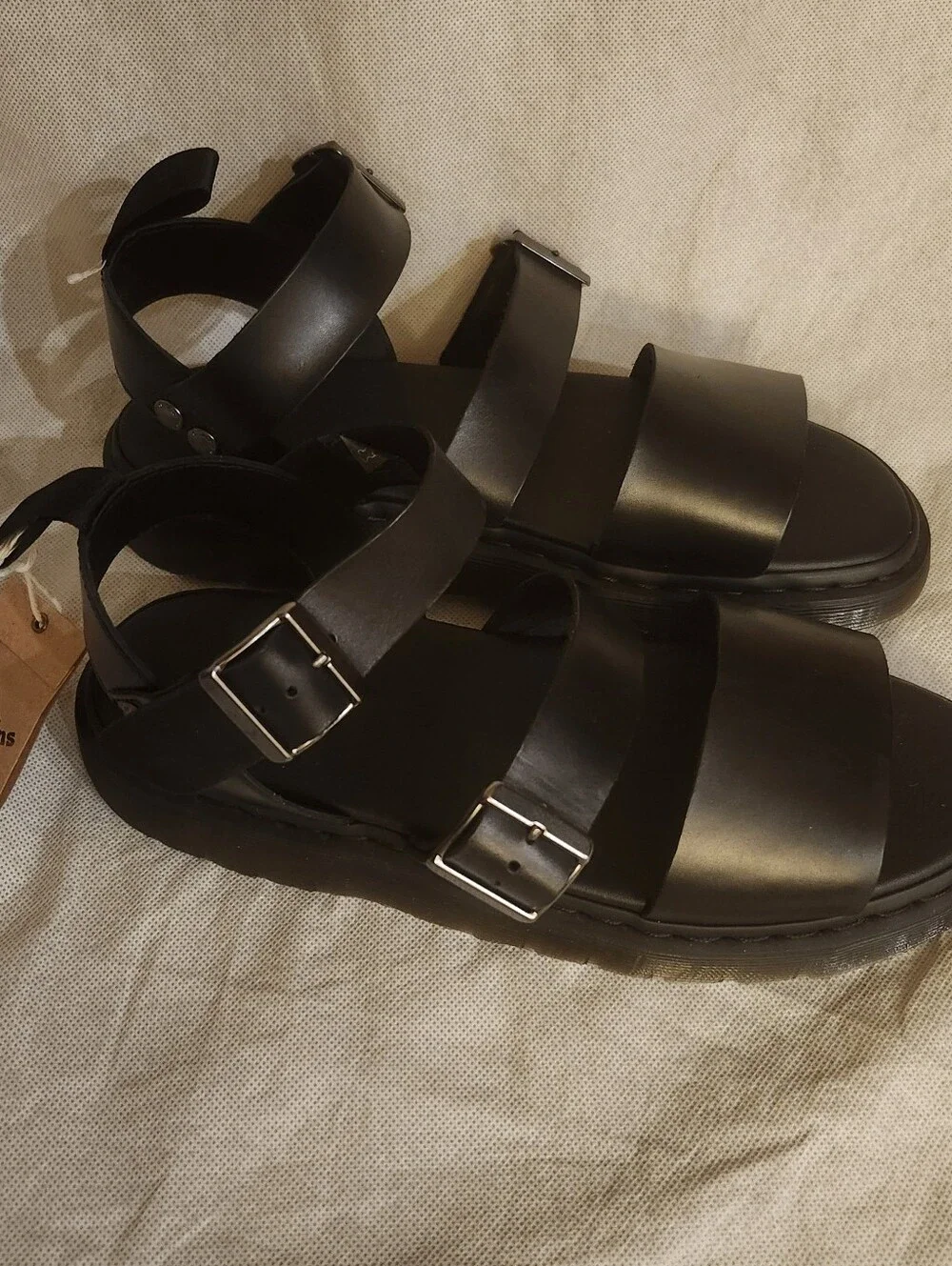 Dr. Martens Black Triple-Buckle Platform Sandals